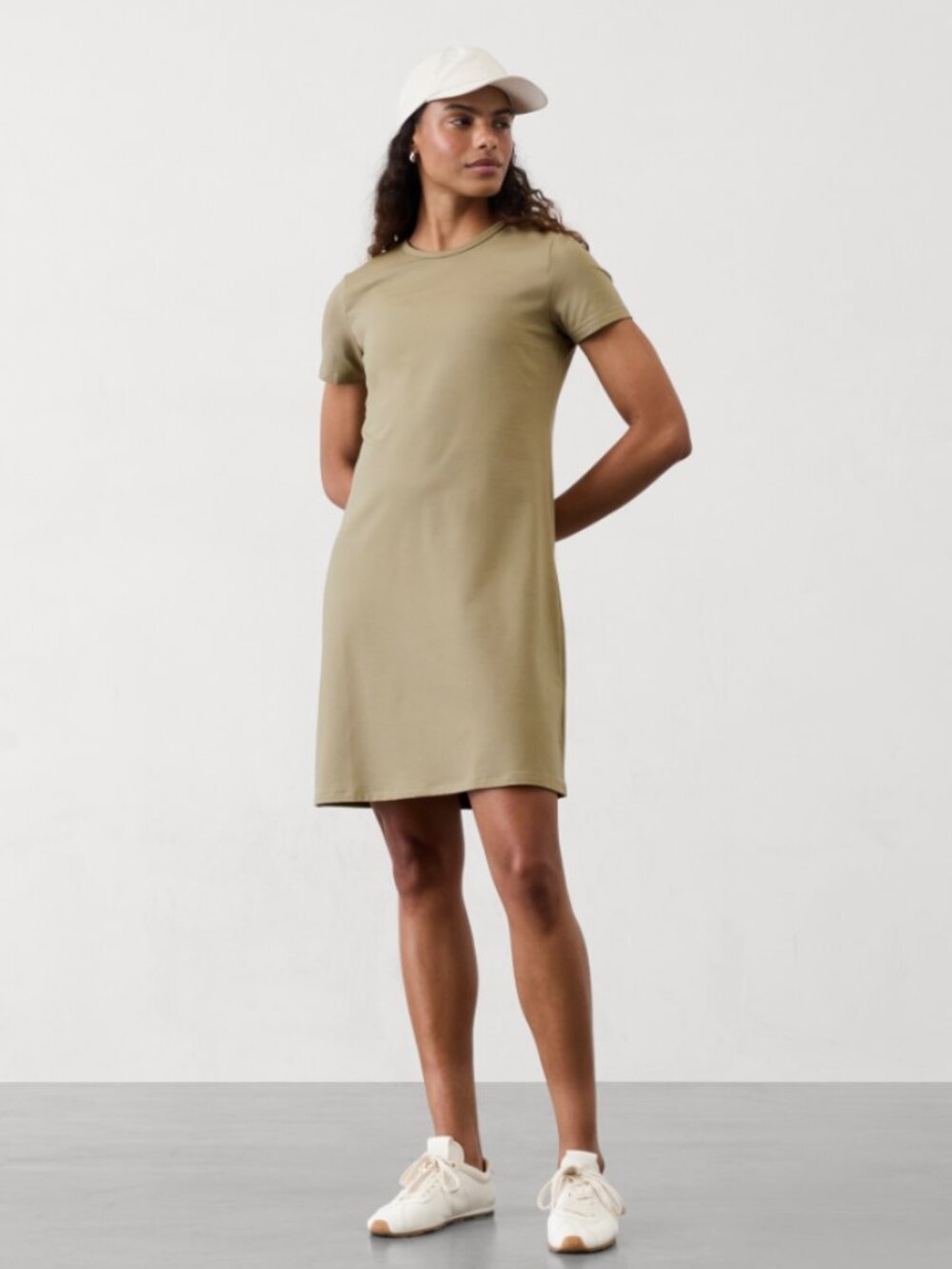 Athleta Essential Tee Dress Size Small Supima Cotton Crew Neck Mini Minimalist